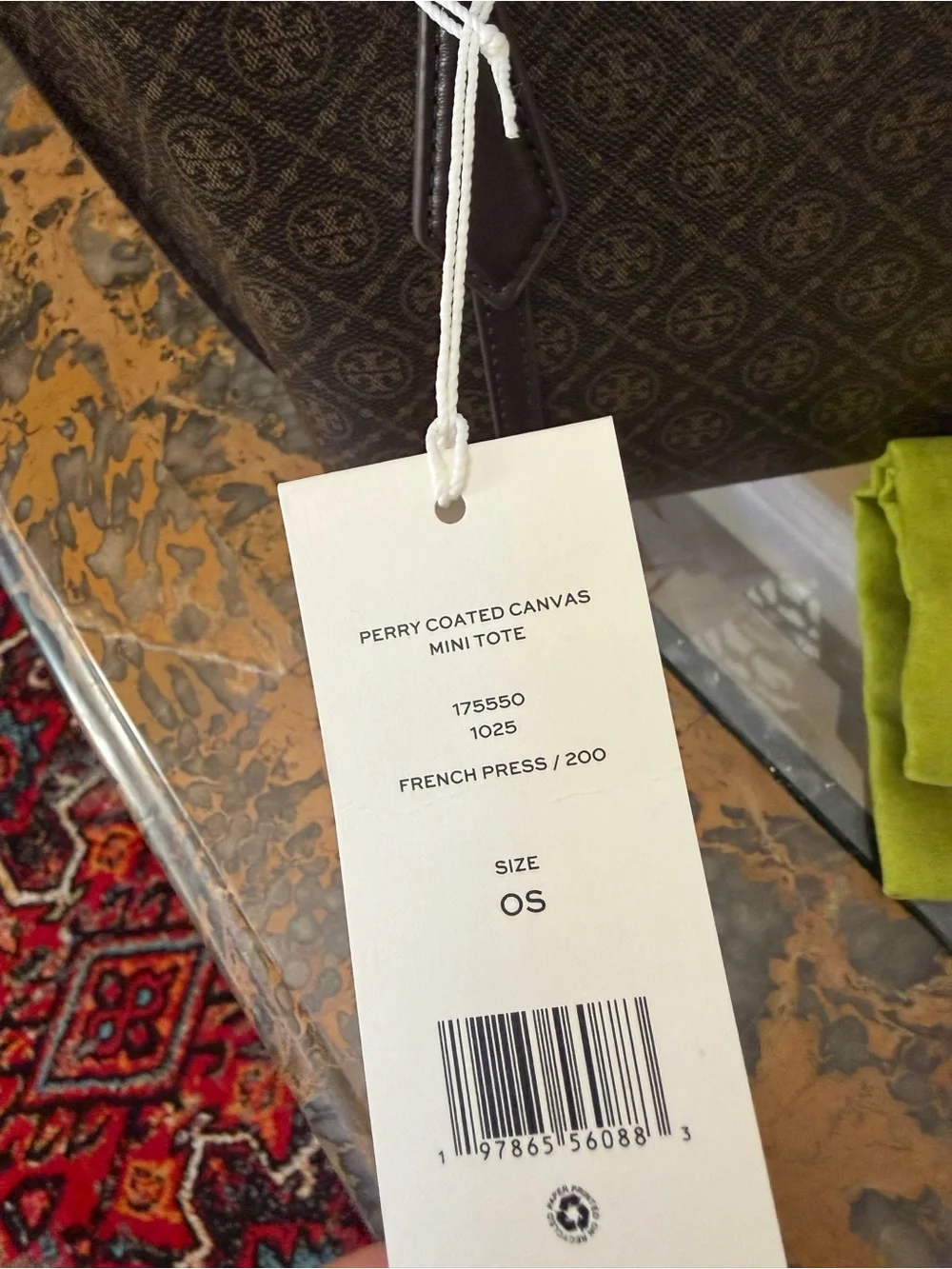 Tory Burch Brown Mini Perry Coated Canvas Tote